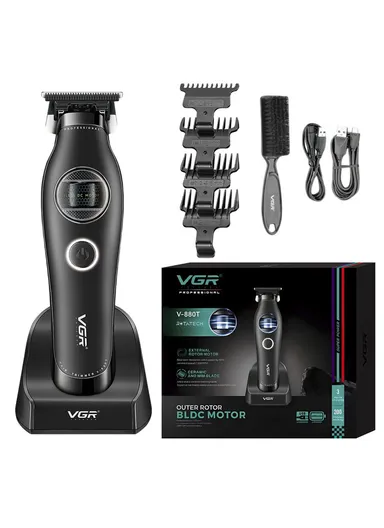 7200 RPM Professional T-Blade Hair Trimmer, Outer Rotor BLDC Motor, 2500mAh Battery, Dual USB &amp; Type-C Charging &amp; LED Display V-880T
