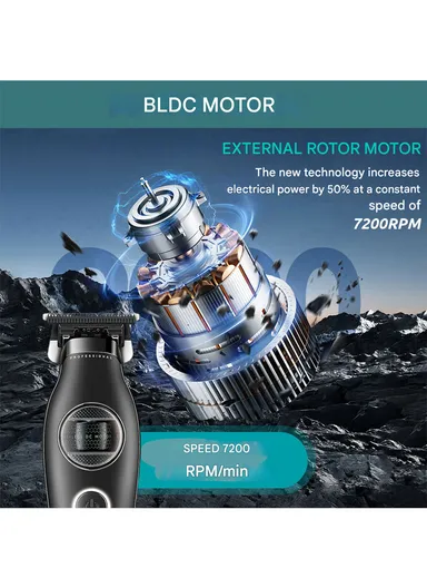 7200 RPM Professional T-Blade Hair Trimmer, Outer Rotor BLDC Motor, 2500mAh Battery, Dual USB &amp; Type-C Charging &amp; LED Display V-880T