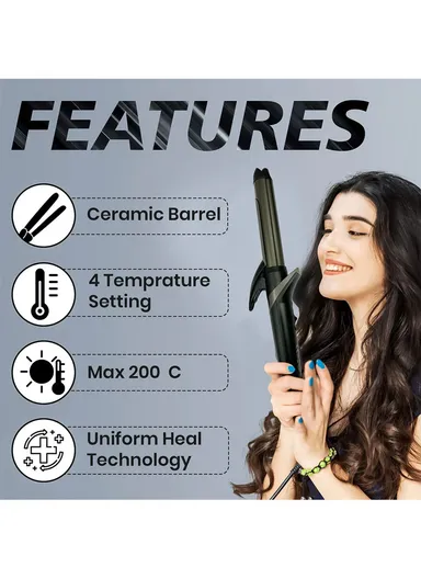 2-in-1 Ceramic Curling Iron with Dual Barrels, 200°C Max Heat &amp; 4-Level Temperature Control V-571 