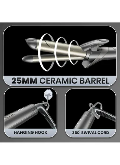 2-in-1 Ceramic Curling Iron with Dual Barrels, 200°C Max Heat &amp; 4-Level Temperature Control V-571 