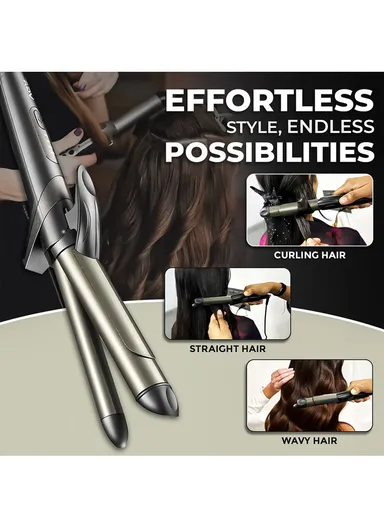 2-in-1 Ceramic Curling Iron with Dual Barrels, 200°C Max Heat &amp; 4-Level Temperature Control V-571 