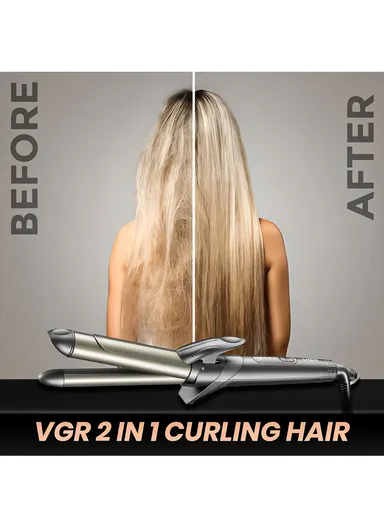 2-in-1 Ceramic Curling Iron with Dual Barrels, 200°C Max Heat &amp; 4-Level Temperature Control V-571 