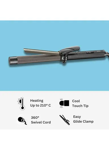 Ceramic-Coated 25mm Curling Iron with PTC Fast Heating, Adjustable 130°C–210°C Temperature &amp; 360° Swivel Cord – Black