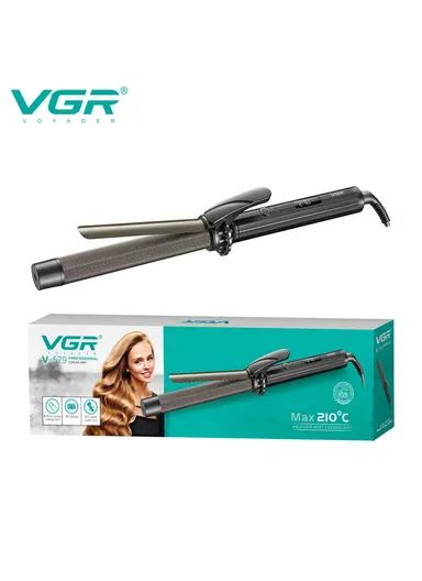 Ceramic-Coated 25mm Curling Iron with PTC Fast Heating, Adjustable 130°C–210°C Temperature &amp; 360° Swivel Cord – Black