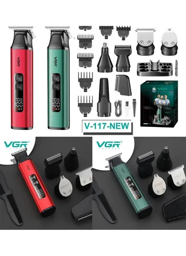 14-in-1 Grooming Kit, Waterproof IPX6 Multi-Functional Trimmer Set 3-Speed Motor &amp; Full Shaving Attachments V-117