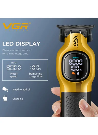 High-Speed 8000 RPM Hair Trimmer with LED Display, Ceramic Blades &amp; USB-C Charging  V-886T 