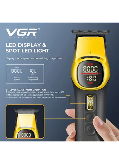 High-Speed 8000 RPM Hair Trimmer with LED Display, Ceramic Blades &amp; USB-C Charging  V-886T 