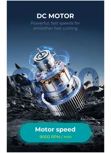 High-Speed 9000RPM Ceramic &amp; DLC Blade Hair Clipper with Type-C Fast Charging, 3200mAh Battery &amp; Magnetic Guide Combs V-886C 