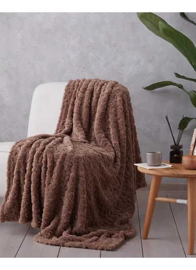 Leopard Jacquard Wellsoft TV Blanket 120x160 cm Dark Beige