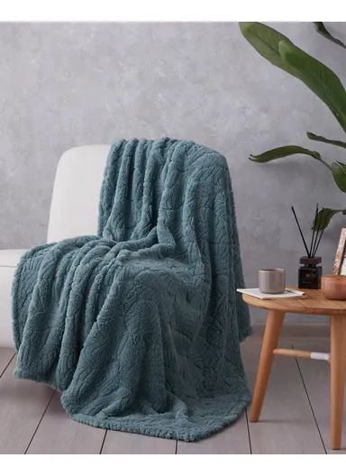 Leafy Garden Jacquard Wellsoft TV Blanket 120x160 cm Sage