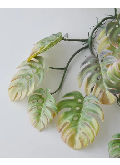 Monstera Leaf Single Branch Artificial Flower 110 cm Green-purple