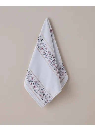 Daisy Line Cotton Face Towel 50x80 cm White