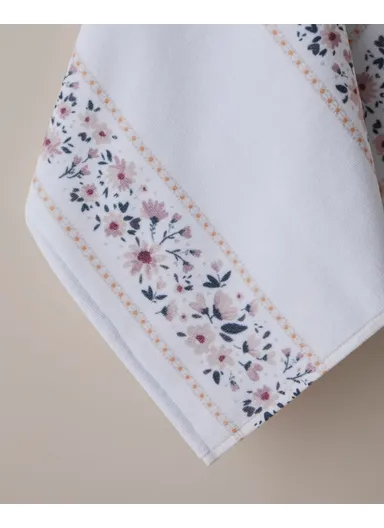 Daisy Line Cotton Face Towel 50x80 cm White