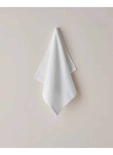 Wave Cotton Face Towel 50x70 cm Ecru