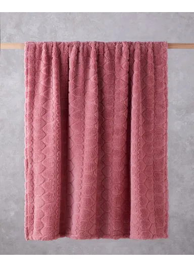 Romantic Hearts Jacquard Wellsoft TV Blanket 120x160 cm Dusty Rose