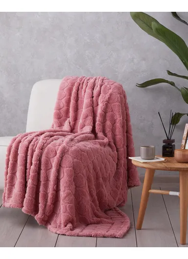 Romantic Hearts Jacquard Wellsoft TV Blanket 120x160 cm Dusty Rose