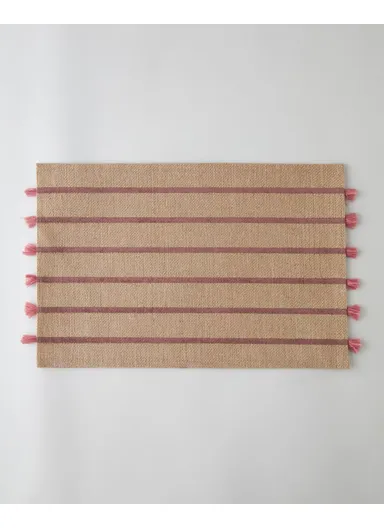 Fringe Jute Placemat Set of 2 30x45 cm Pink
