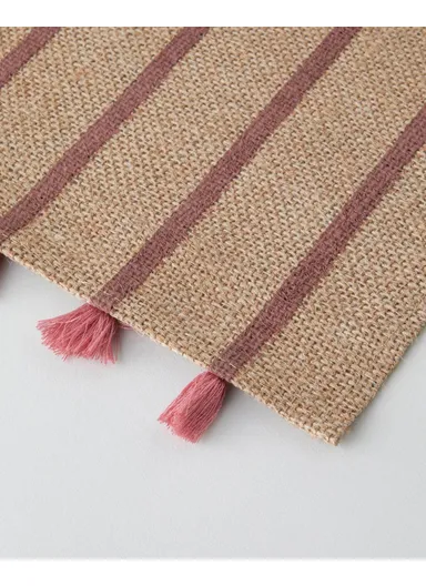Fringe Jute Placemat Set of 2 30x45 cm Pink