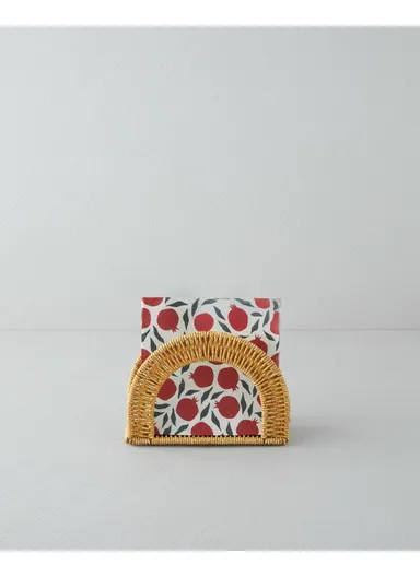 Wicker Plastic Rattan Napkin Holder 19x13 cm Light Brown