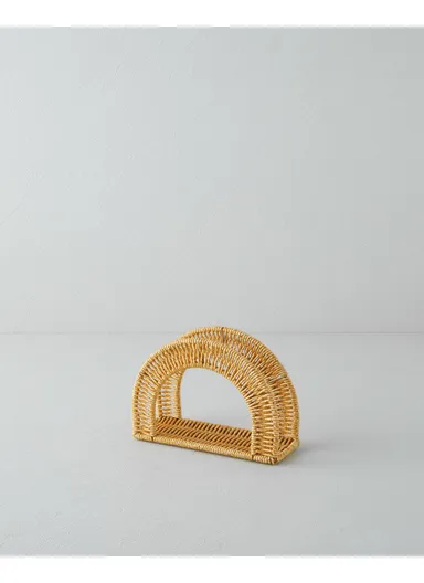 Wicker Plastic Rattan Napkin Holder 19x13 cm Light Brown