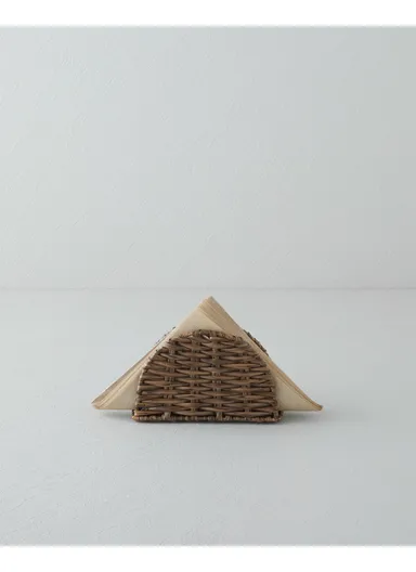 Wicker Plastic Rattan Napkin Holder 15x9 cm Brown
