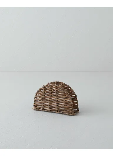 Wicker Plastic Rattan Napkin Holder 15x9 cm Brown