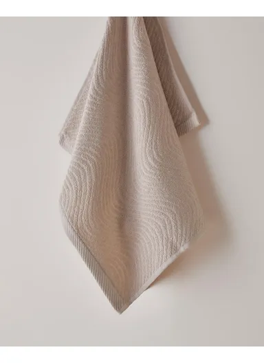 Wave Cotton Face Towel 50x70 cm Light Beige
