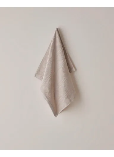 Wave Cotton Face Towel 50x70 cm Light Beige