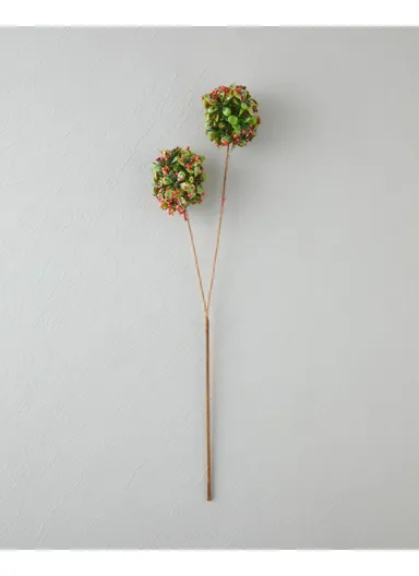 Ball Flower Single Branch Artificial Flower 61 cm Red - Green