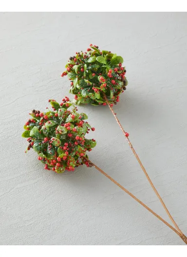 Ball Flower Single Branch Artificial Flower 61 cm Red - Green