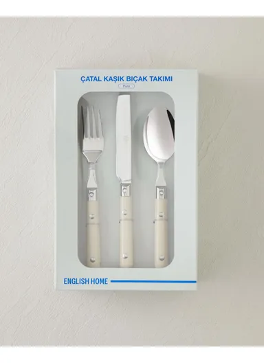 Pure Stainless Steel Cutlery Set 18 Pieces for 6 People Cream