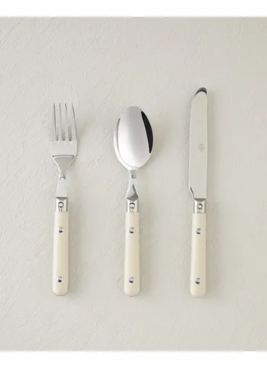 Pure Stainless Steel Cutlery Set 18 Pieces for 6 People Cream