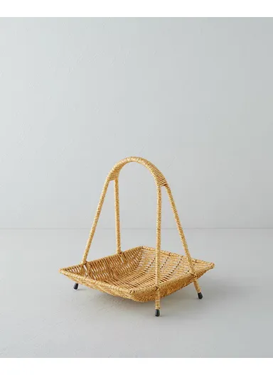 Wicker Plastic Rattan Folded Service 23x19x25 cm Light Brown