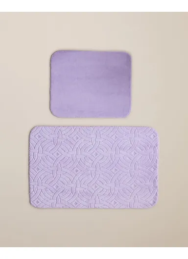Wavelet Bath Mat Set 60x100 cm + 50x60 cm Purple