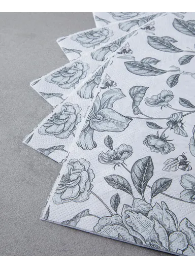 Roseray 20-Pieces Paper Napkins 33x33 cm Black - White