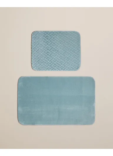 Gridline Bath Mat Set 60x100 cm + 50x60 cm Dark Green