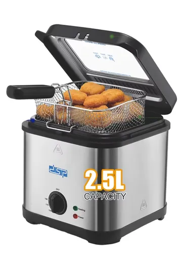 1200W 2.5L Stainless Steel Adjustable Heat Deep Fryer with Oil Tank KB2191