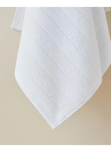 Sandy Stripe Cotton Face Towel 50x80 cm White