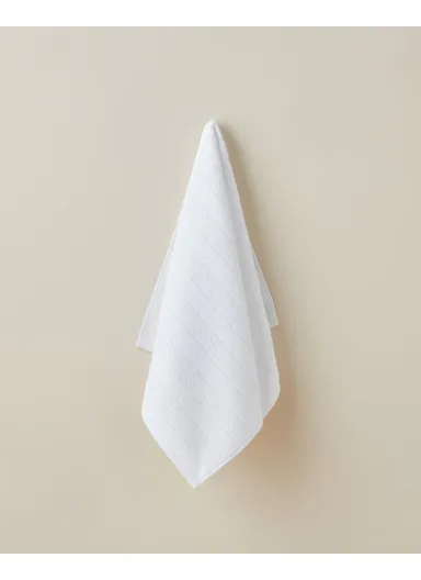 Sandy Stripe Cotton Face Towel 50x80 cm White