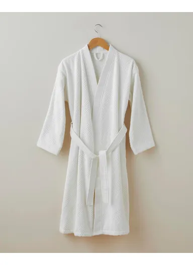 Chic Diamond Cotton Bathrobe S-M Ivory