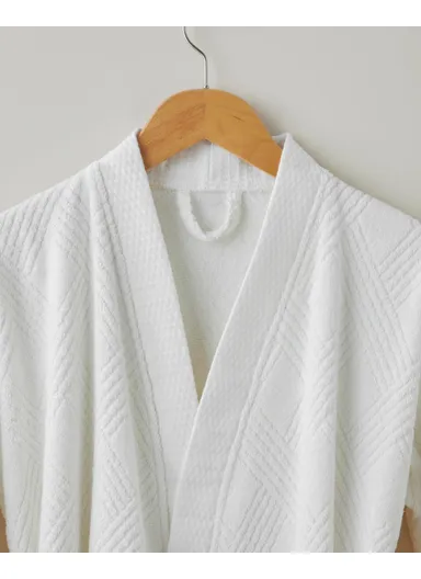 Chic Diamond Cotton Bathrobe S-M Ivory