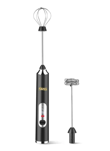 1200mA Electric Handheld USB Rechargeable Automatic 3-Speed Foam Maker Food Frother &amp; Whisker KA3145 - Black