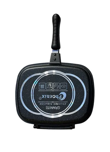 36cm Non-Stick Double-Sided Grill Pan ZD219 - Black