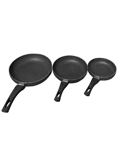3-Pcs 16/20/24cm Granite Non-Stick Coating frying pans Set ZD175 - Black