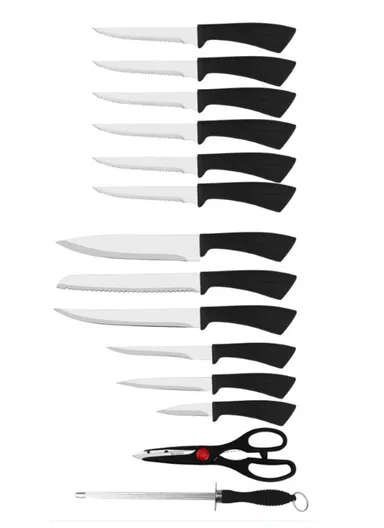 15-Pieces Stainless Steel Knife Set with Wooden Block  (W10 x D13 x H21)cm