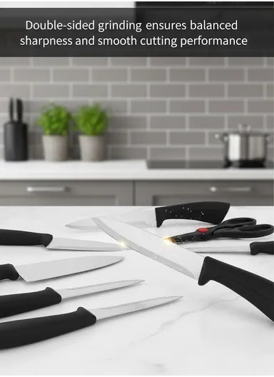 15-Pieces Stainless Steel Knife Set with Wooden Block  (W10 x D13 x H21)cm