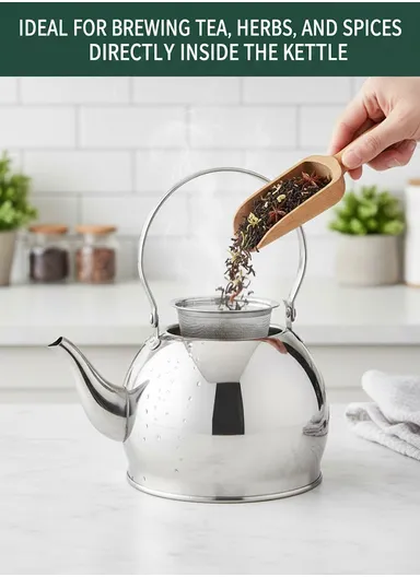 1.0L Stainless Steel Tea Kettle with Ergonomic Handle HR710-1