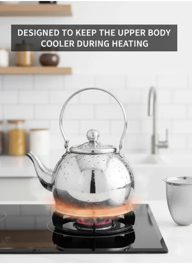1.0L Stainless Steel Tea Kettle with Ergonomic Handle HR710-1
