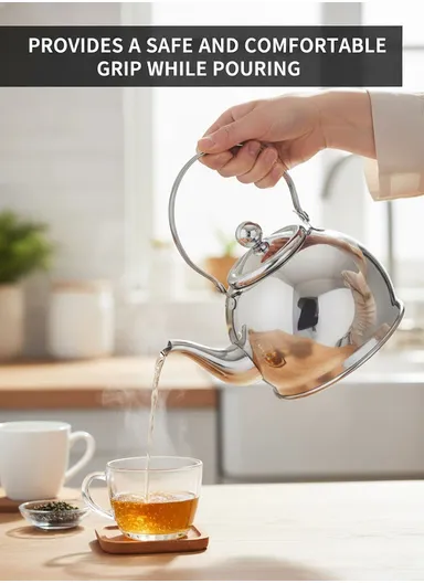 1.0L Stainless Steel Tea Kettle with Ergonomic Handle HR710-1