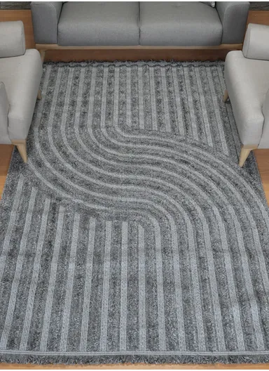 160x230cm Silk Thread Carpet - Grey